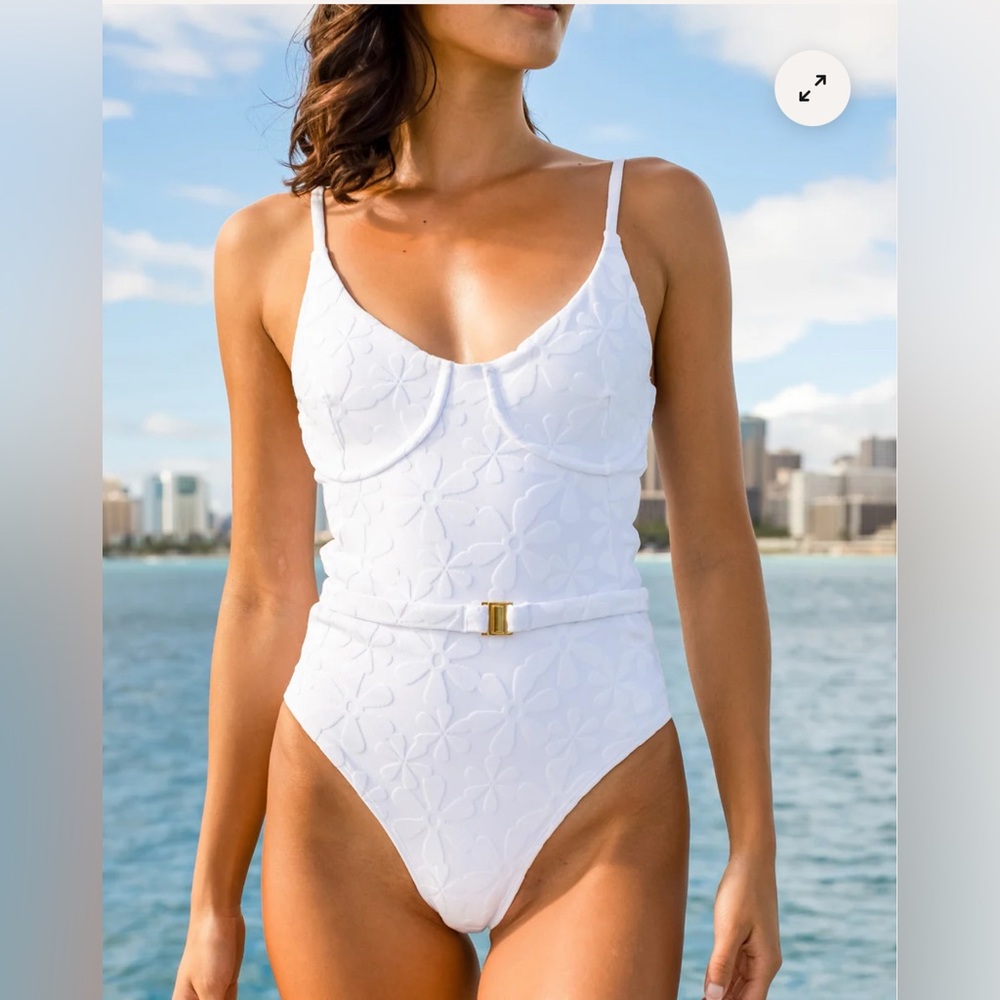 Kenny Flowers The Santorini Floral Jacquard Underwire One Piece Swimsuit